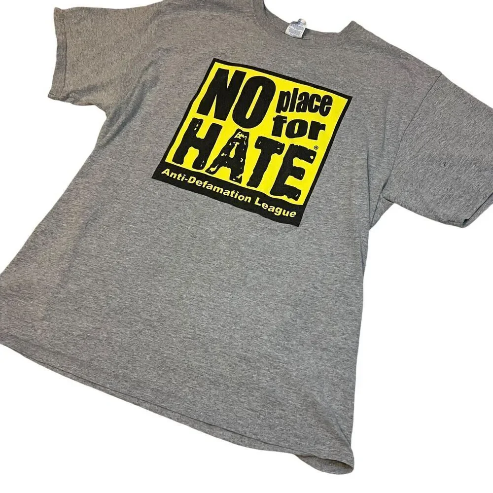 No Place For Hate Anti Defamation Leauge T-Shirt Size Large Grey Short Sleeve - Picture 4 of 7